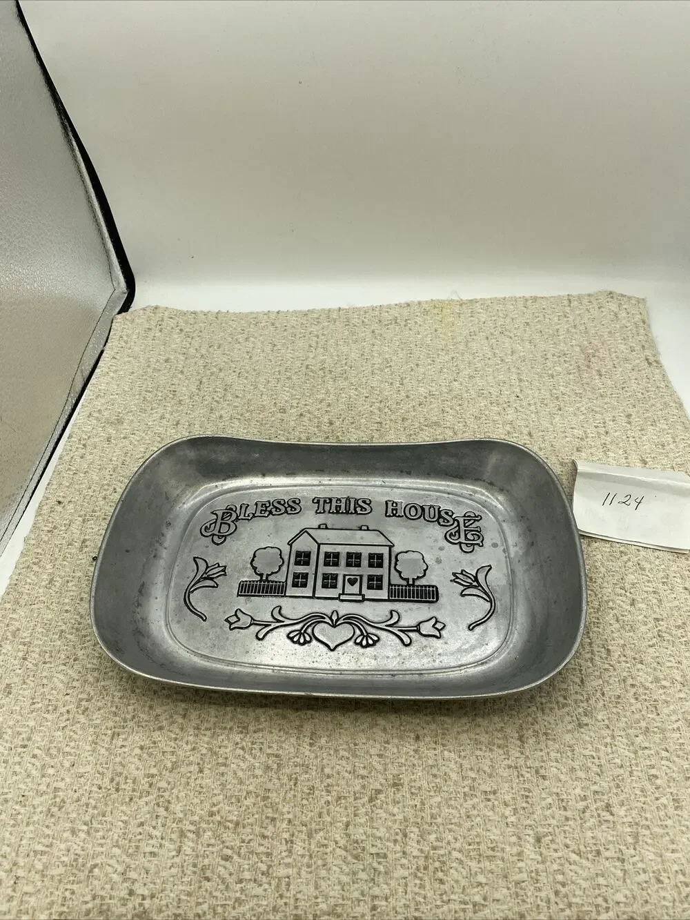 Vintage Metal Dish “BLESS THIS HOUSE” Wilton Armetale USA #601013 Pewter